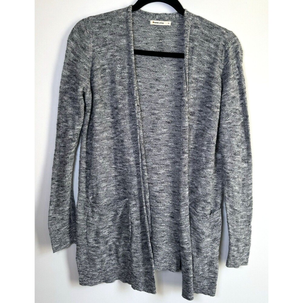 Marine Layer Womens Small Gray Marled Open Front Cardigan Sweater‎ Cotton Casual